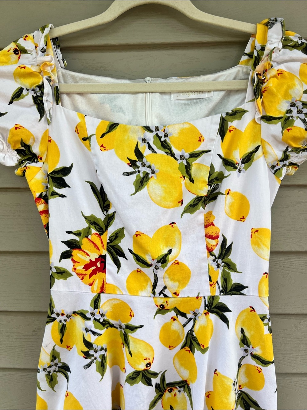 Hanpce’irs Retro Lemon/Floral Dress : Ruffle trim : Small puff Sleeve Size M - Picture 2 of 14